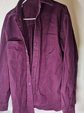 Men's Corduroy Button-Up Jacket Shirt - Plum Size XL